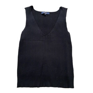 Rachel Roy Womens Black Ribbed Sweater Vest Size XL Whimsigoth Preppy Academia